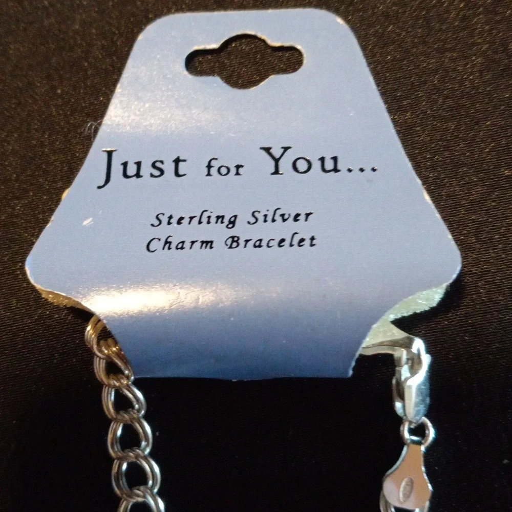 925 Sterling Silver Chain Charm Bracelet - Picture 2 of 3